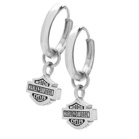 Earrings Harley Davidson ® Sterling Silver 15mm Hoop Earrings Double