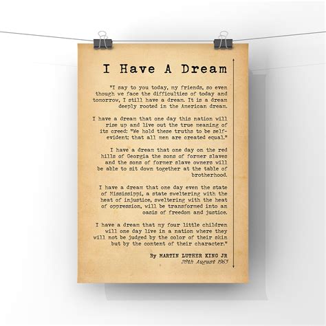 I Have A Dream Quote Speech By Martin Luther King Poster Etsy