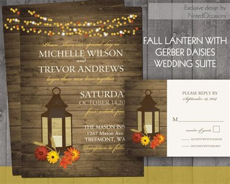 Fall Wedding Invitations Rustic Lantern Country Wedding