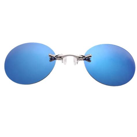 Clip Nose Men Vintage Sunglasses Round Glasses Morpheus Empire Matrix Sun Frameless