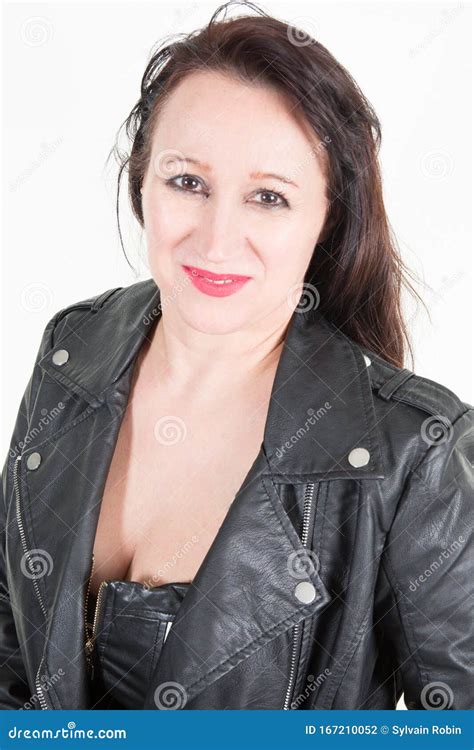 Portrait Of A Beautiful Middle Aged Brunette Woman Attractive Girl