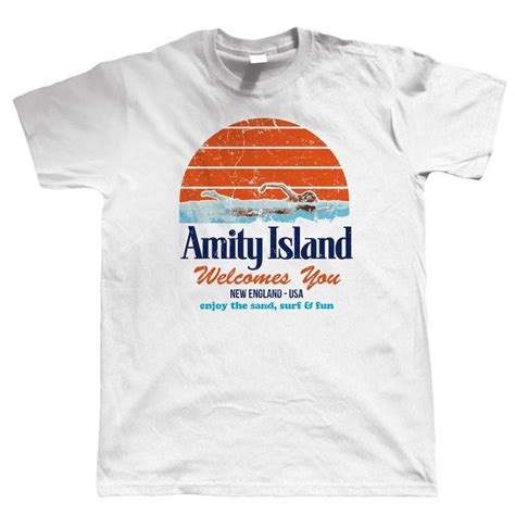 Amity Island Mens Movie Inspired T Shirt Shark Jaws Quints Etsy Men
