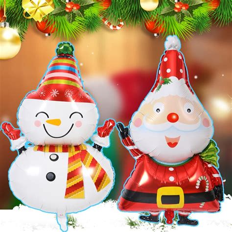 10 Pieces Large Santa Claus Foil Balloons Merry Christmas Party