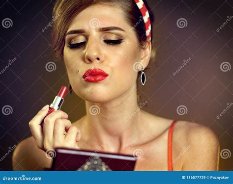 Girl In Pin Up Retro Style Make Make Up Stock Image Image Of Girl