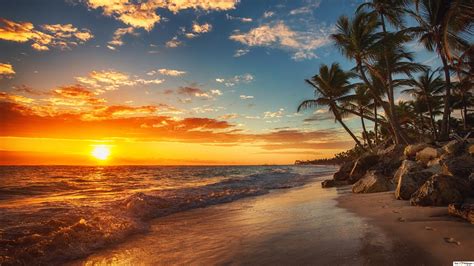 Sunset In The Sea Beach Hd Wallpaper Download