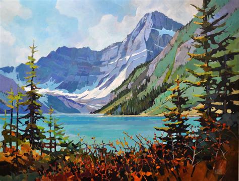 Chephren Lake 36 X 48 Acrylic On Canvas By Randy Hayashi