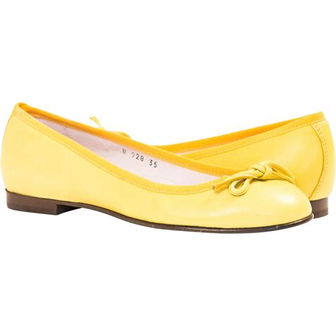 Elena Lemon Yellow Leather Ballerina Flats Full Size 1 Leather Ballet Shoes Yellow Ballet
