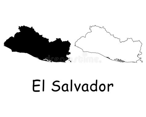 El Salvador Landkarte Schwarzes Silhouette Und Design Isoliert Auf