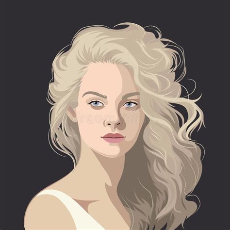 Portrait Of A Beautiful Blonde Girl With Loose Curly Hair Stock Vector