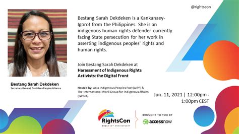 Meet Our Rightscon Panelists Bestang Sarah Dekdeken Is A Kankanaey Igorot From The Philippines