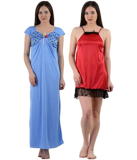 Buy American Elm Womens Stylish Multicolor Satin Nighty Pack Of 2 Online At Best Prices In