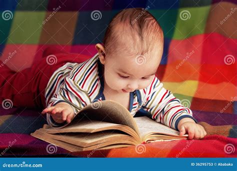 Cute Little Baby Reading Book Stock Image Image Of Person Infant