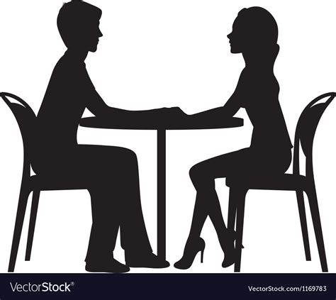 Silhouette Of Lovers On A Date In The Cafe Royalty Free Vector Image Vectorstock