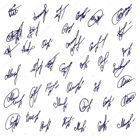 Big Signatures Set Group Of Fictitious Contract Signatures Business