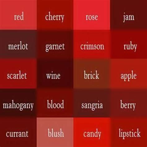 Red Degrees Color Theory Color Writing