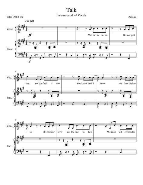 Why Dont We Talk Instrumental Sheet Music For Piano