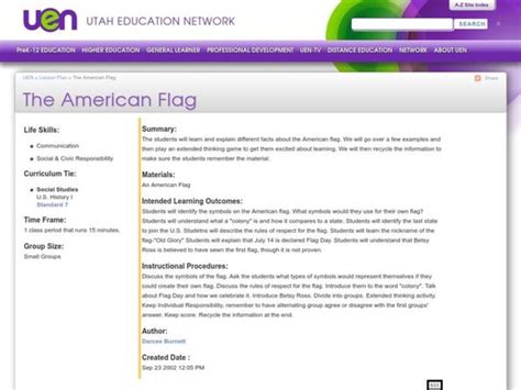 The American Flag Lesson Plan For 3rd 5th Grade Lesson Planet