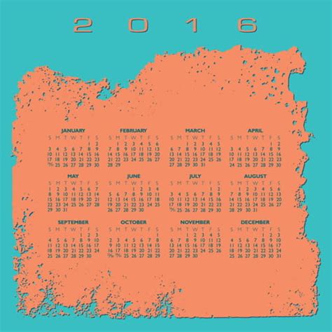 2016 Calendars Grunge Vectors Eps Uidownload
