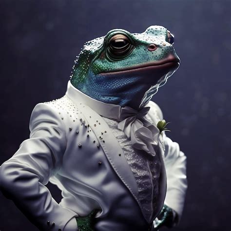 Premium Ai Image A Frog In White Suit Gentleman Digital Art