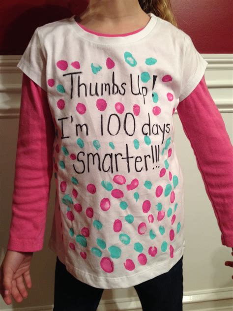100th day of school shirt idea super easy my daughter enjoyed putting her thumbprints on it