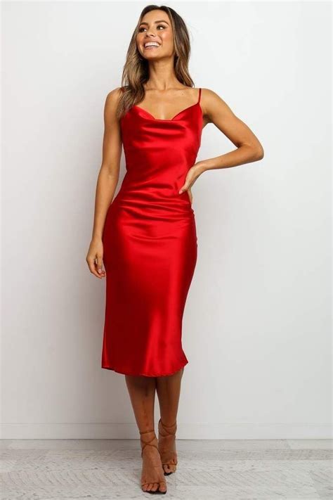 Red Silk Slip Midi Dress Silk Slip Trends Dress Bridesmaid Etsy In