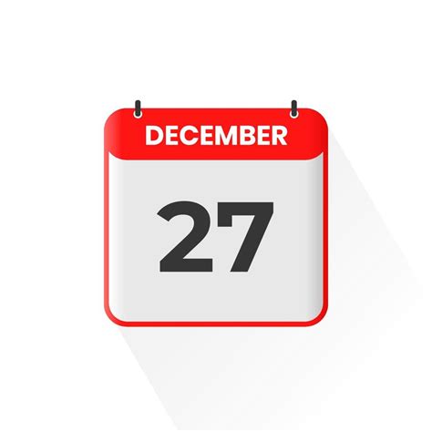 27th December Calendar Icon December 27 Calendar Date Month Icon