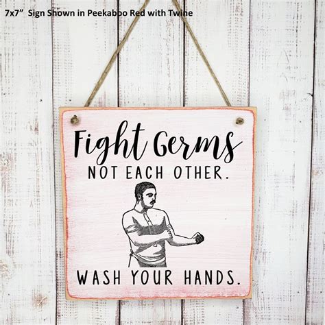 Fight Germs Not Each Other Wash Your Hands Sign Vintage Retro Etsy