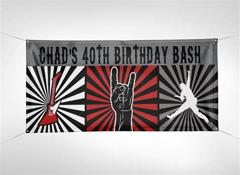 Banner Digital File Only Rock Star Birthday Party Banner Etsy
