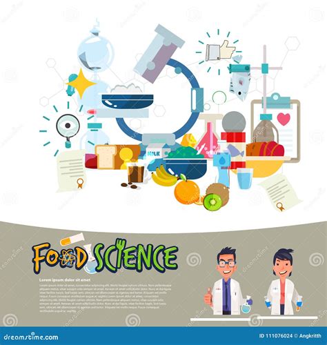 Food Science Concept Food Laboratory Typographic Scientist Character