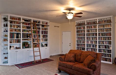 Built In Bookcase W Rolling Ladder Traditional Living Room Boise