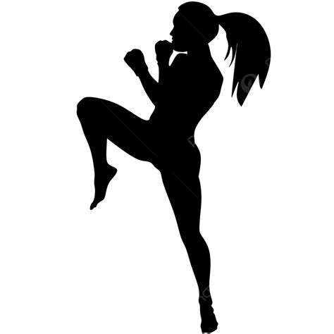 Kickboxing Girl Silhouette Transparent Background Girl Kickboxing