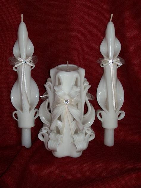 Unity Candles Set Carved Candles Hand By Thevineyardts2 Carved