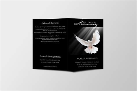 Peaceful Dove Funeral Program Template Quickfuneral Llc