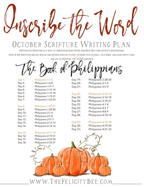 Inscribe The Word October Scripture Writing Plan — Symphony Of Praise