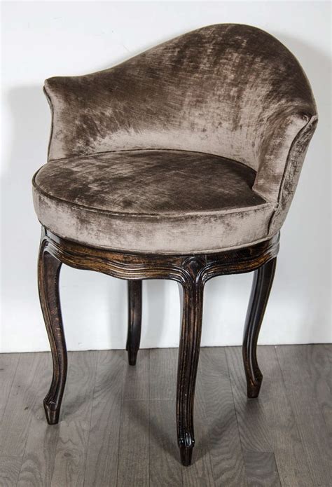 What is round vanity stool, back its also a gift it has the bedroom and is in antique benches and inspiration for vanity stool a gray make up dressing table online at target redcard. Mid-Century Modernist Cabriole Style Swivel Vanity Stool in Gunmetal Velvet at 1stdibs