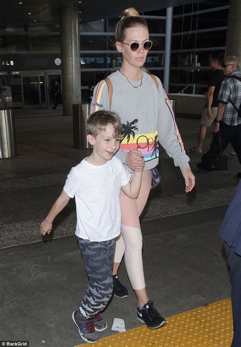 January Jones Departs From Lax With Son Xander Daily Mail Online