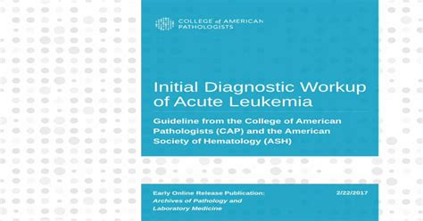 Initial Diagnostic Workup Of Acute Leukemia Presentation · Initial