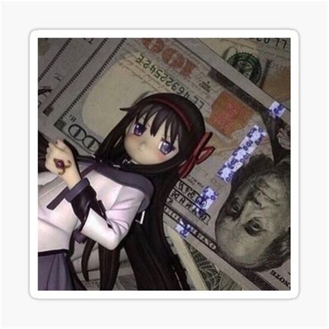 ~ Anime Girl With Money ~ Sticker For Sale By Purplekoala7 Redbubble