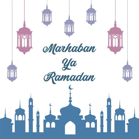 Ramadan Poster with Colorful Lantern and Mosque Silhouette 965617 ...