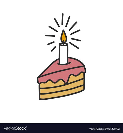 Birthday Cake Doodle Icon Royalty Free Vector Image