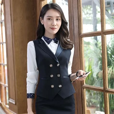 High Quality Fiber Formal Women Vest And Waistcoat Elegant Female Work Wear Office Uniform