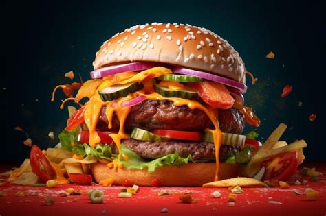Premium AI Image A Juicy Burger With All The Fixings