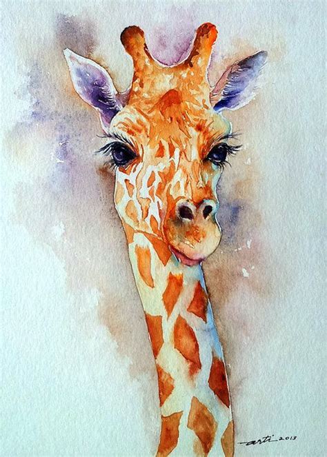 Watercolor Giraffe Abstract Giraffe Art An Watercolor Giraffe Art