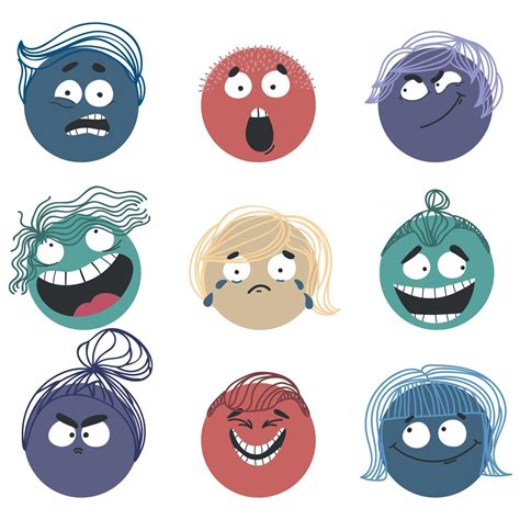 Set Of Colorful Characters Emoji Faces With Different Hair 2547093