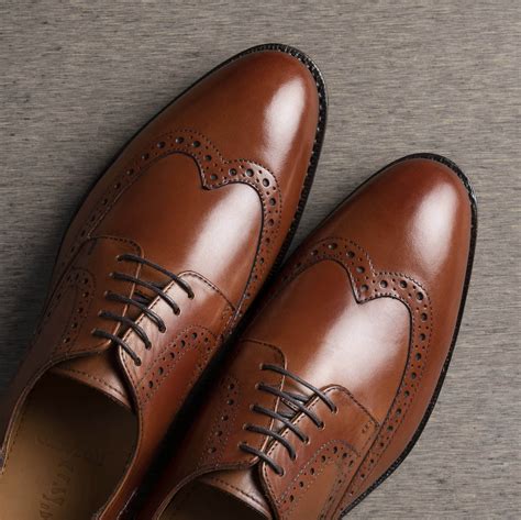 Goodyear Welted Wingtip Derby Cognac Leather Shoes