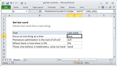 Excel Formula Get Last Word Exceljet