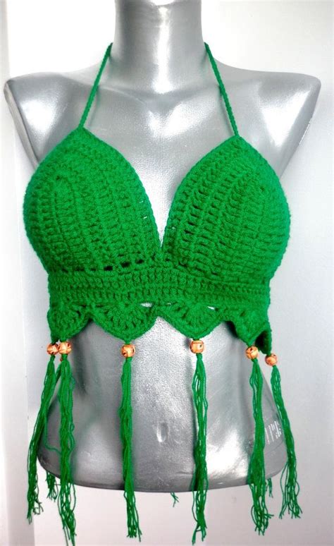 summer sexy crochet bra handmade green wood bead crop by elismile 27 22 crochet beach wear