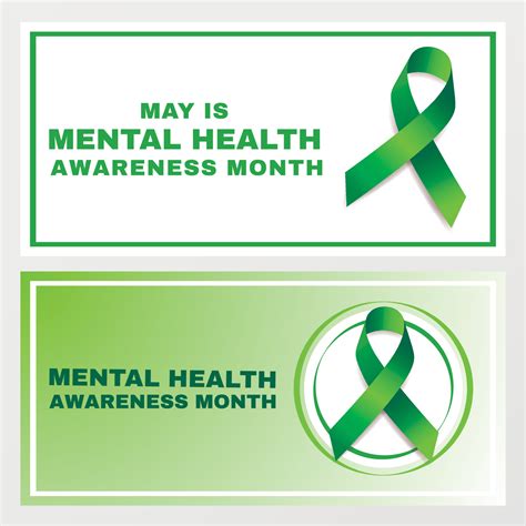 Mental Health Awareness Month Concept Set Of Two Themed Vector Banner