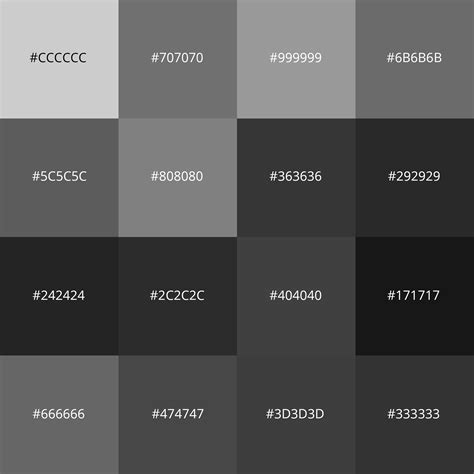 Shades Of Grey Color Chart With Names