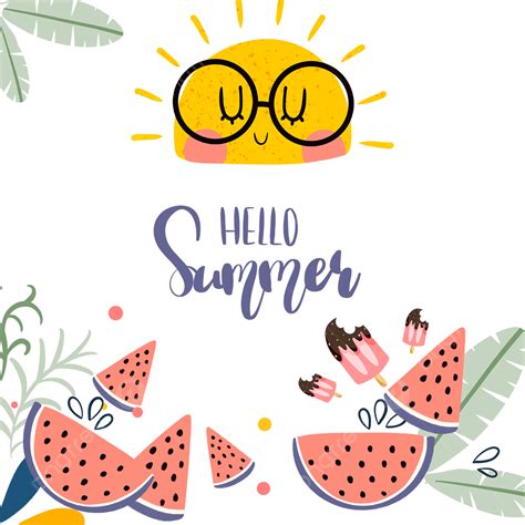 Cartoon Sun Sun Hello Summer Border Summer Midsummer Hello Summer